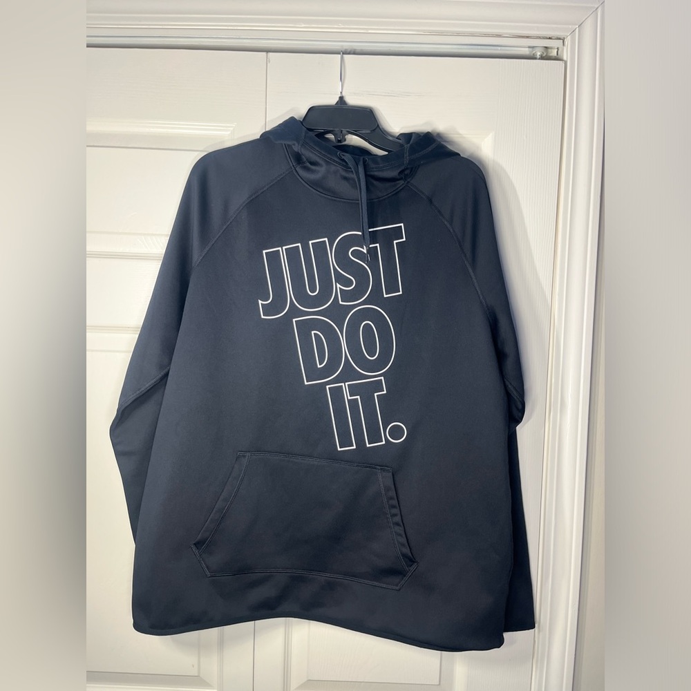 Nike Women's Dri-Fit Hoodie Just Do It Thumb Holes Sz XL Running Fleece Black